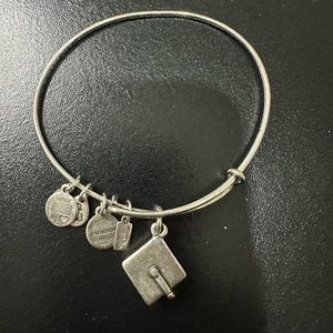 Alex and Ani Graduation Cap silver tone bangle EUC